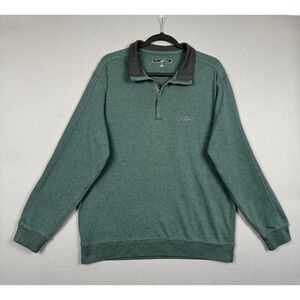 Greg Norman 1/4 Zip Pullover Sweatshirt Mens Medium M Green Golf Preppy Business